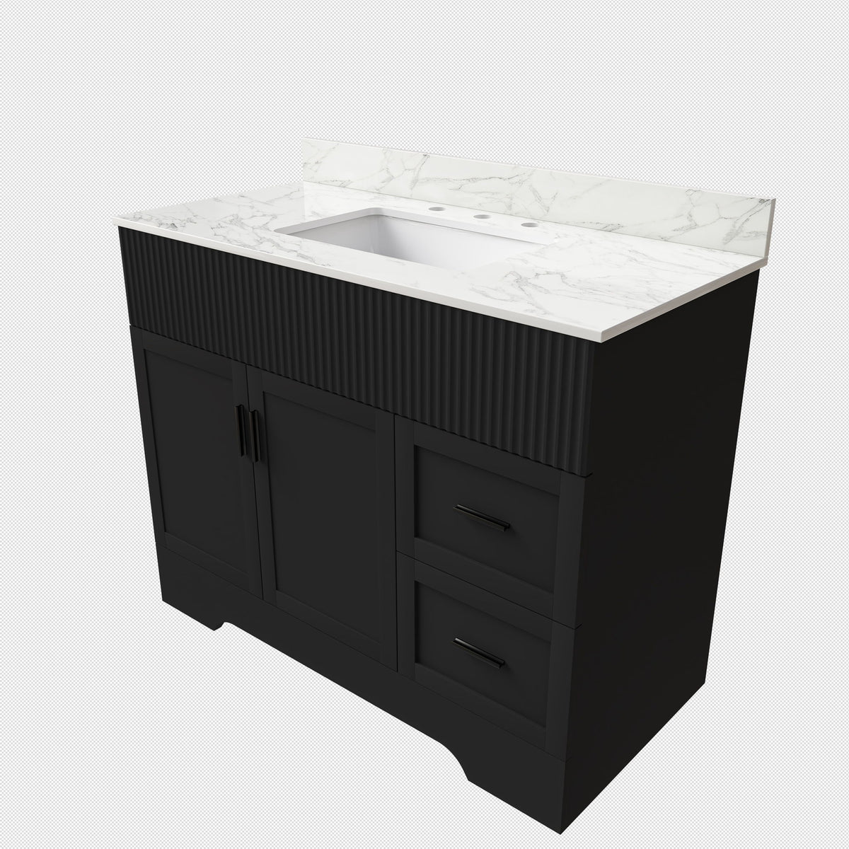 Bathroom Vanity Set, Soft Close Doors & Drawers, 3 Faucet Holes, Sink Included - Black