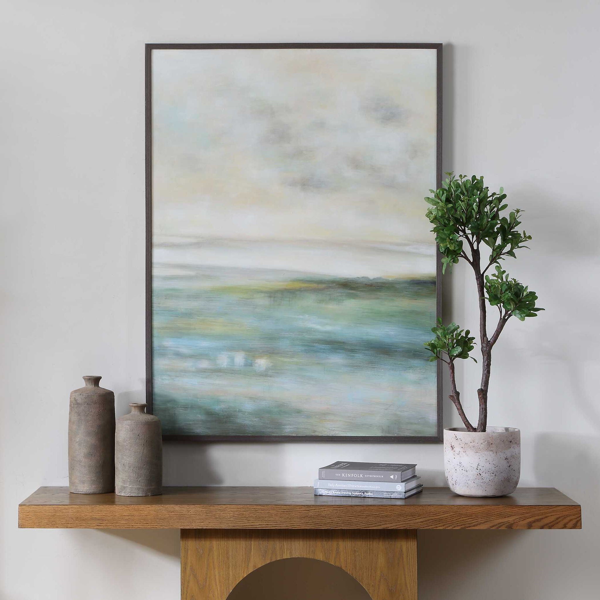 Awakening - Hand Painted Landscape Art - Blue / Brown / Green / White / Yellow