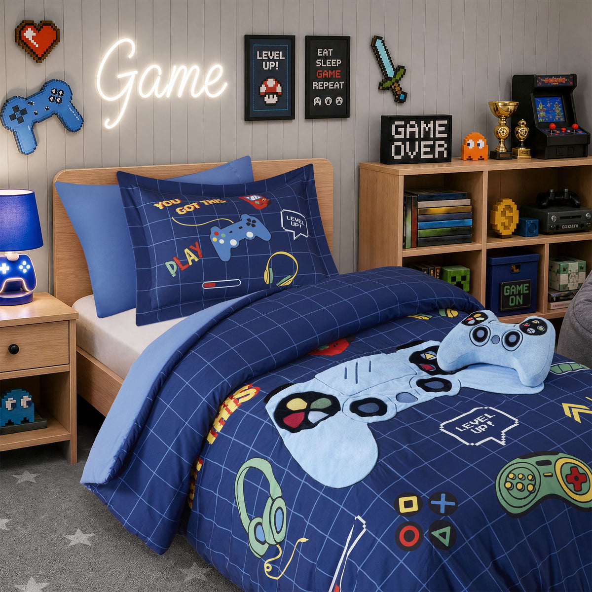 Game - Twin Comforter Set - Navy