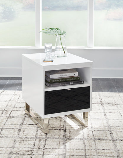 Gardoni - Chair Side End Table - White / Black