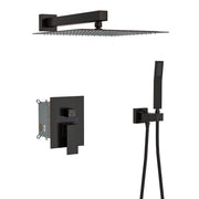 Dual Shower Head System With 12" Wall Mounted Square Rain Shower And Rough In Valve