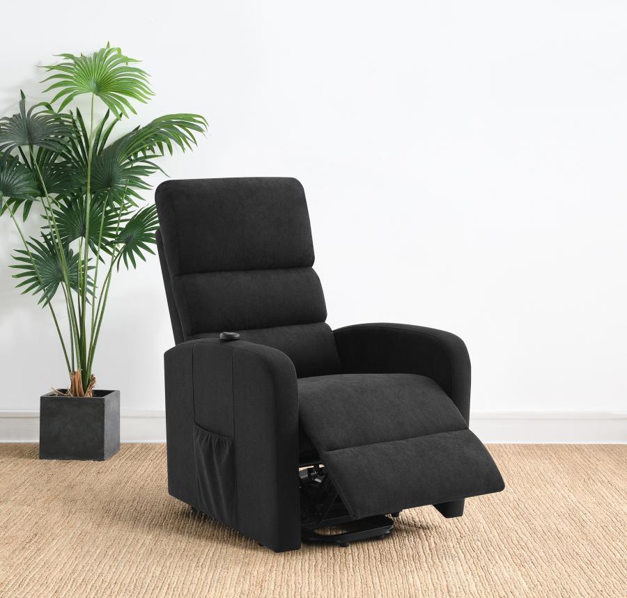 Amsdell - Upholstered Power Lift Recliner With Remote - Black