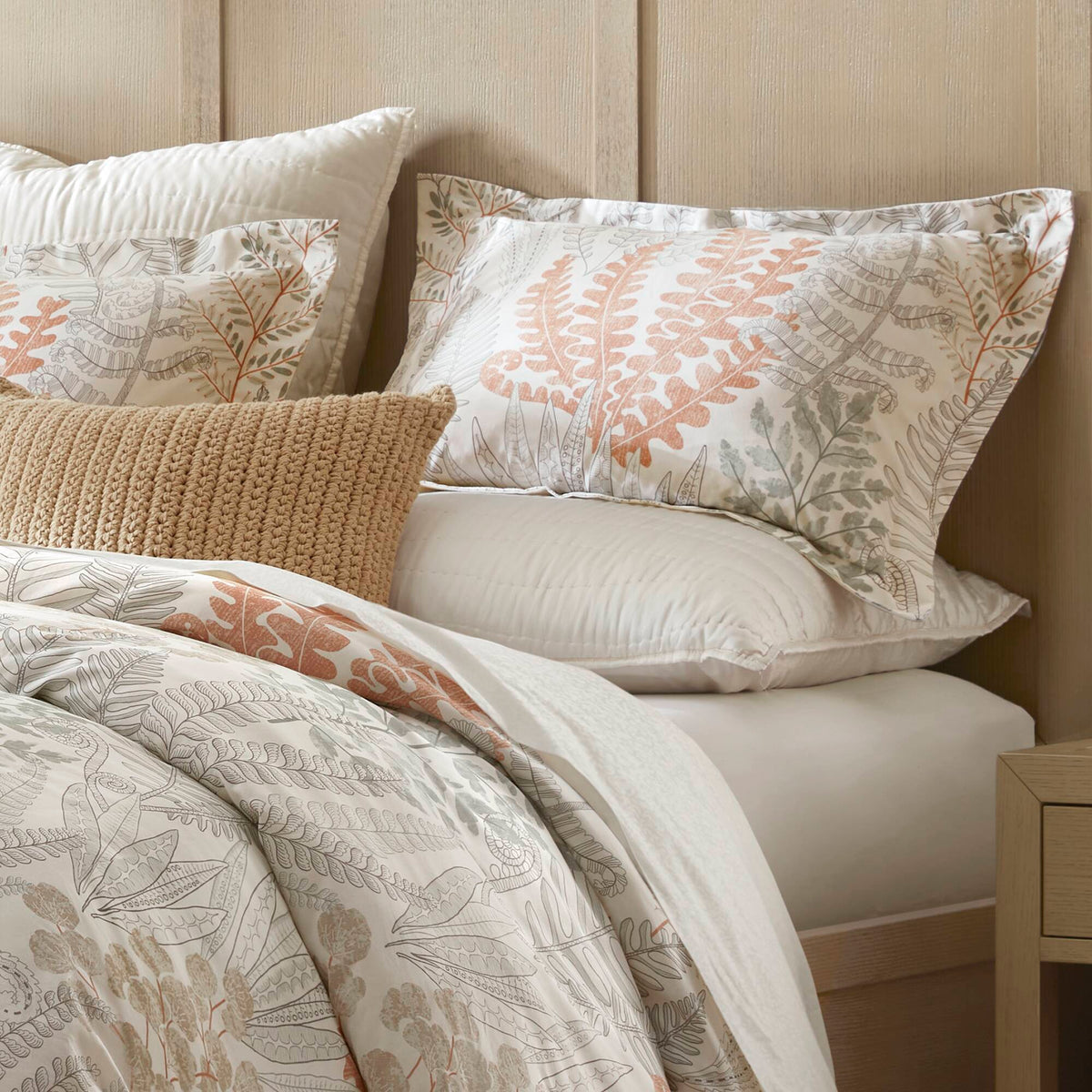 Fashion - King 100% Sateen Duvet Cover Set - Terracotta / Linen