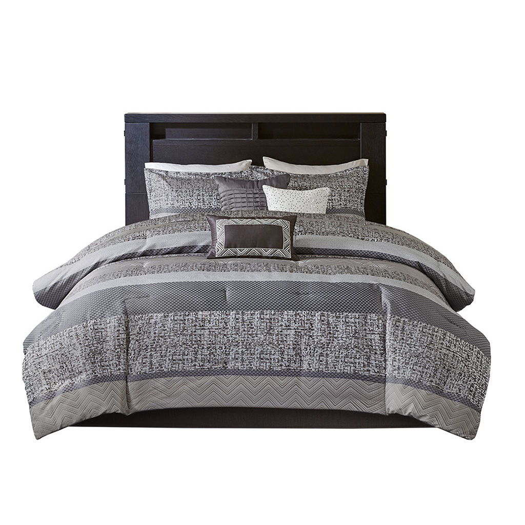 Rhapsody - Queen7 Piece Comforter Set - Gray / Taupe