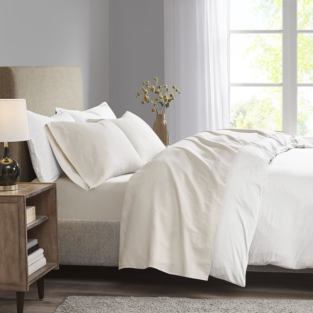 3M Microcell - Full Luxurious Brushed Microfiber Deep Pocket Sheet Set - Ivory