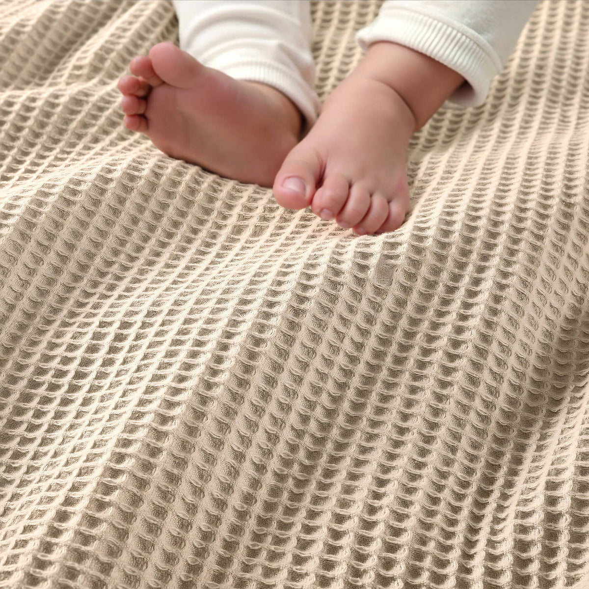 Waffle Weave - Cotton Blanket - Khaki