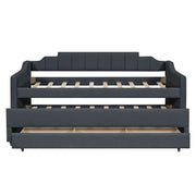 Upholstered Simple Design Daybed With Trundle And 3 Drawers