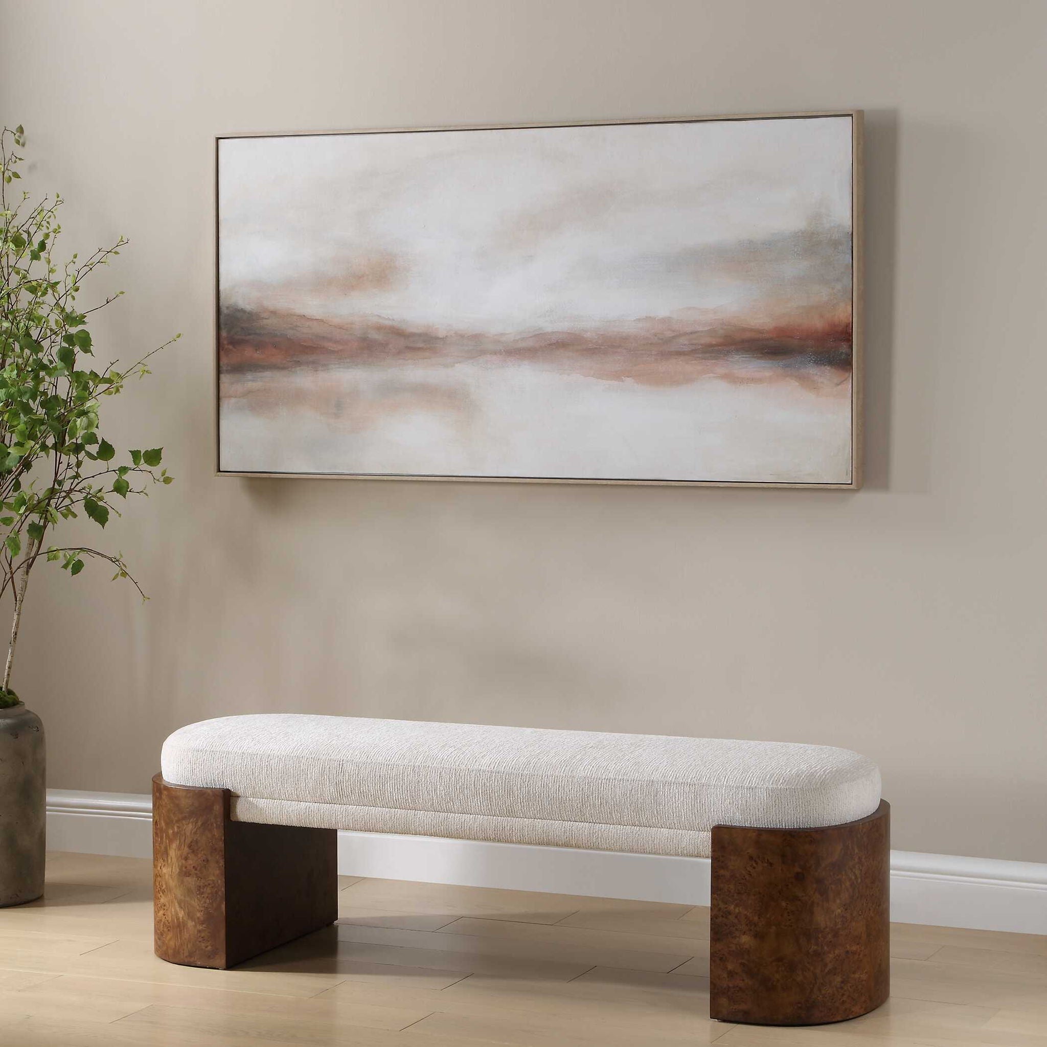 Haze In The Horizon - Landscape Painting - Brown / Orange / White