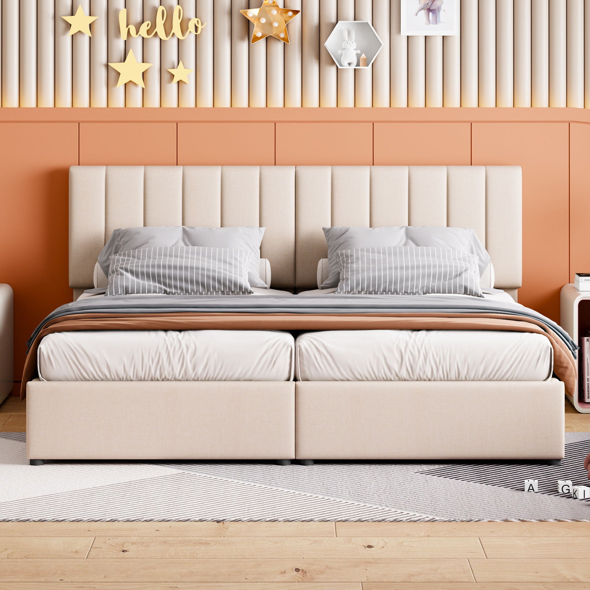 Upholstered Platform Bed With A Hydraulic Storage System