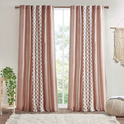 Imani - Printed Curtain Panel With Chenille Stripe And Lining - Blush
