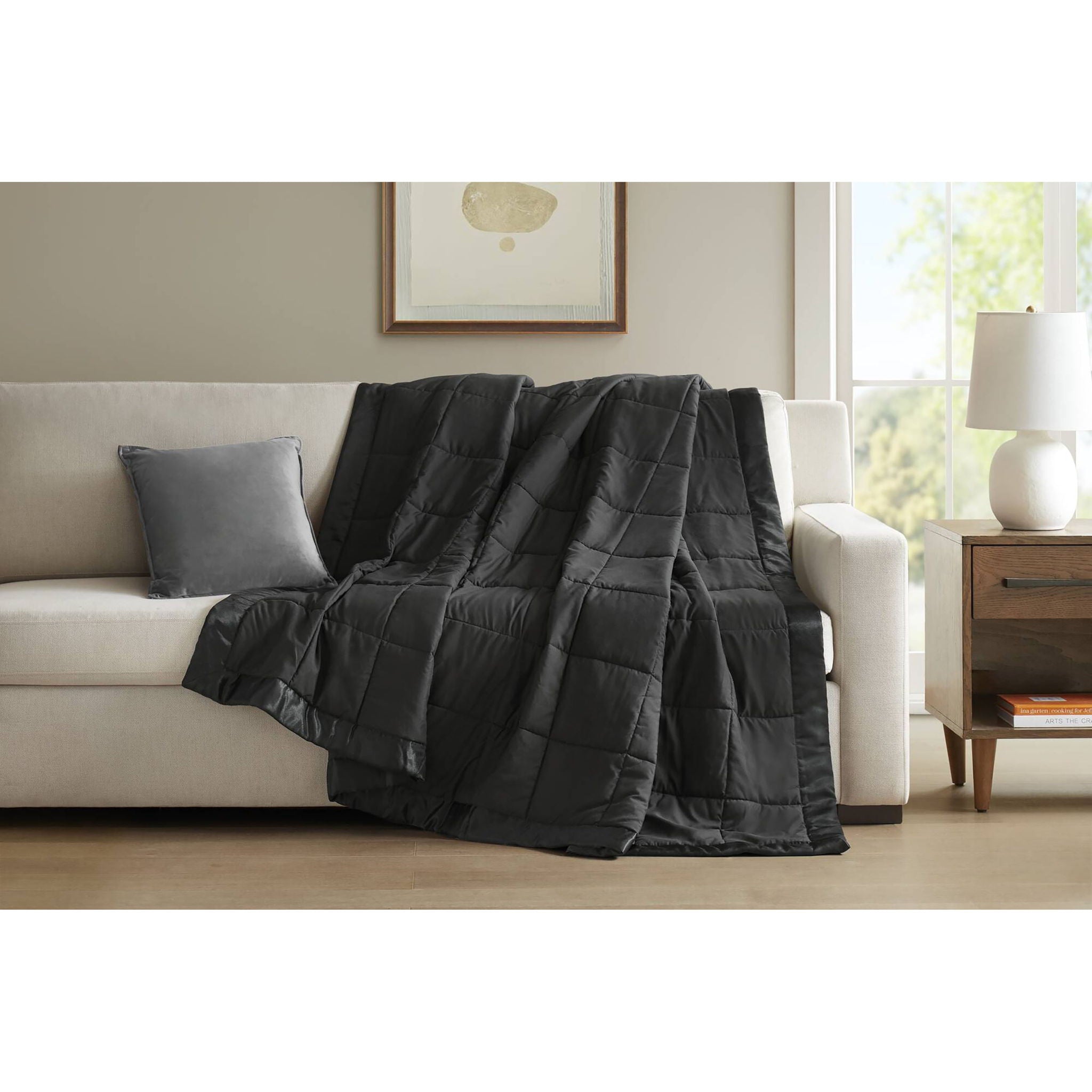 Windom - Full/Queen Lightweight Down Alternative Blanket With Satin Trim - Black