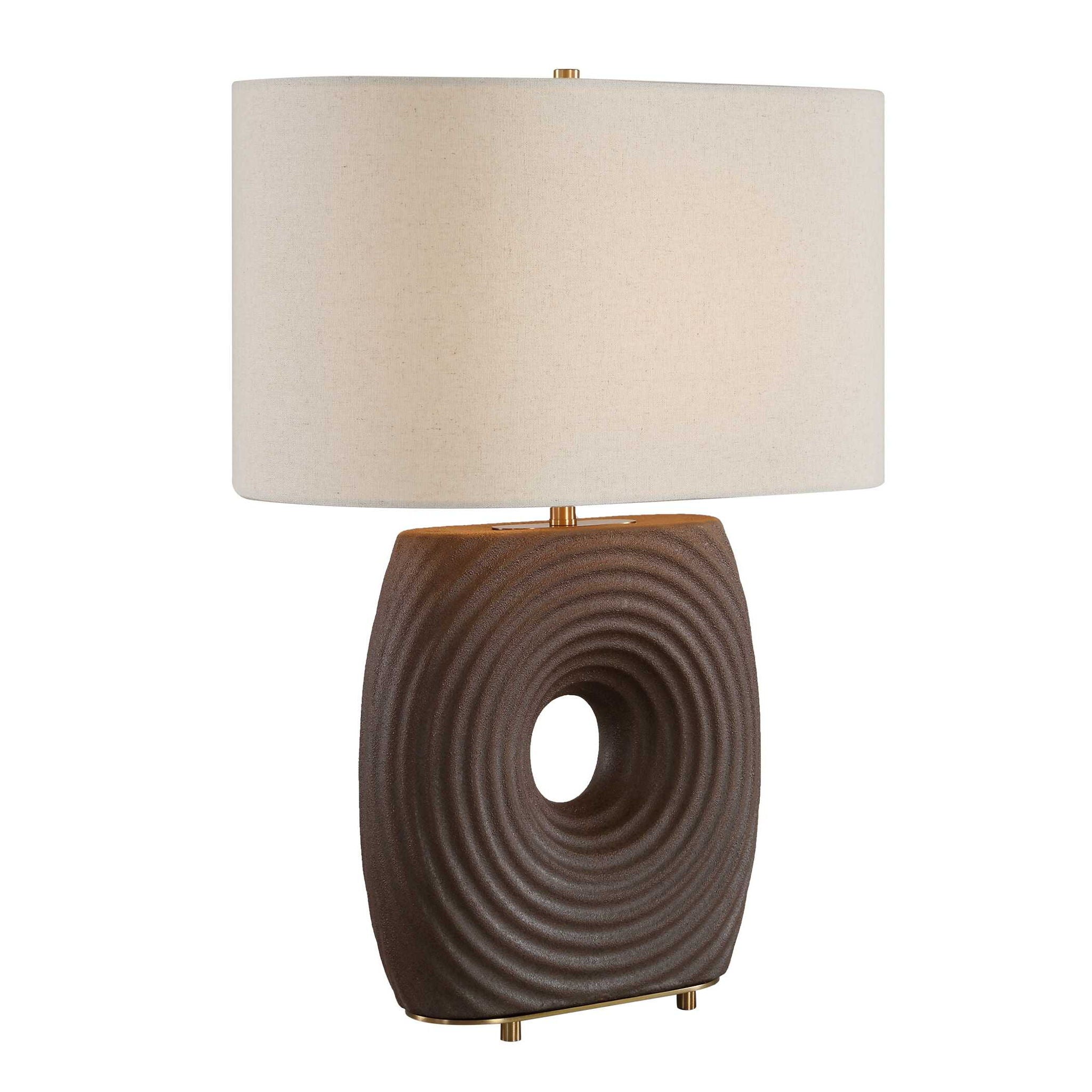 Geno - Concentric Ribbed Table Lamp - Brown
