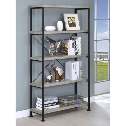4 Shelf Bookcase Industrial Storage - Gray