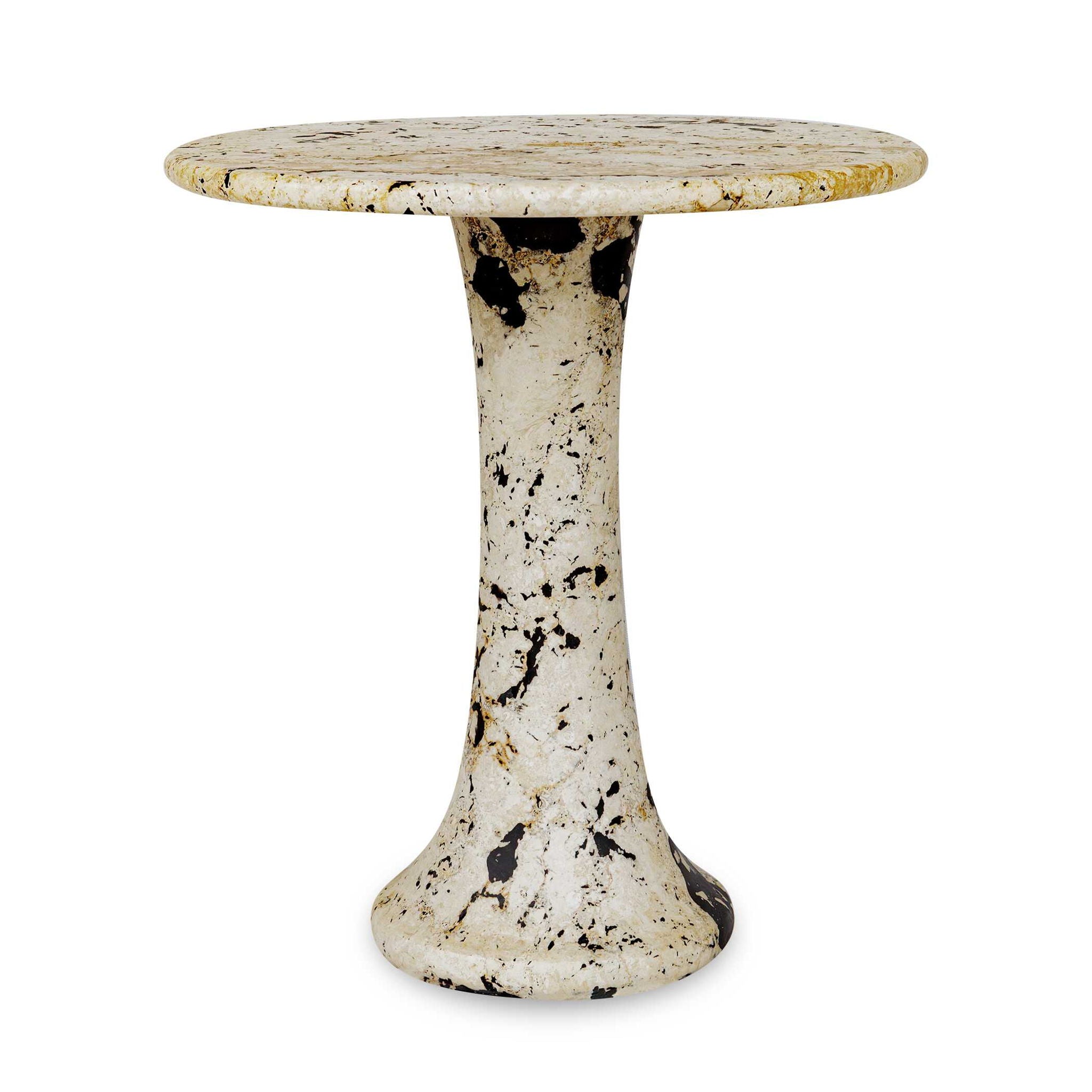 Cadas - Indoor-Outdoor Stone Side Table - Black / White