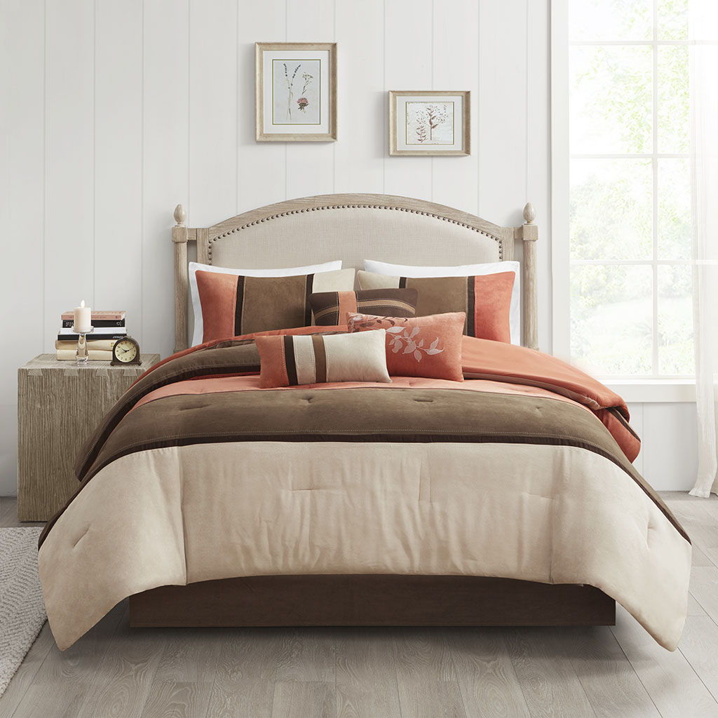 Palisades - King 7 Piece Comforter Set - Coral