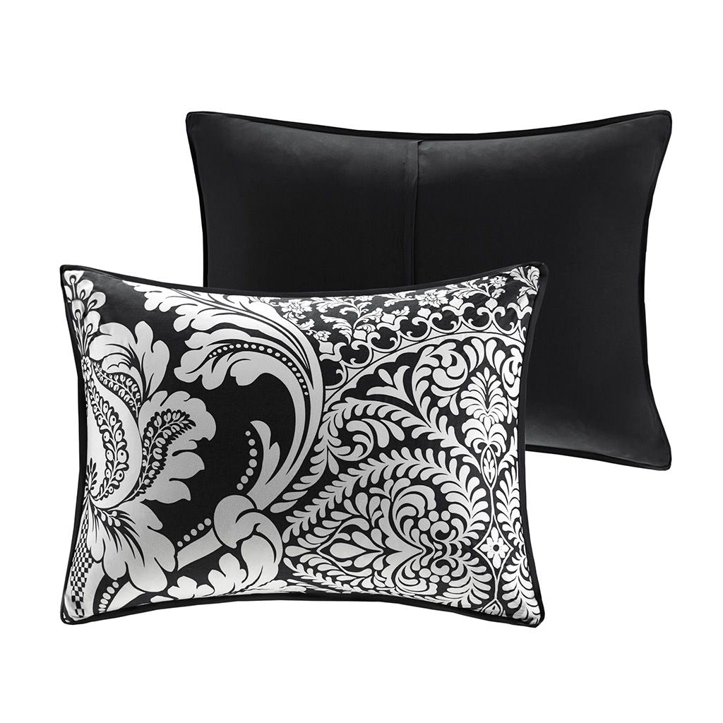 Vienna - 7 Piece Queen Cotton Printed Comforter Set - Black