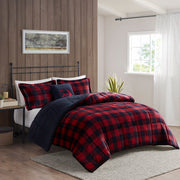 Alton - King Down Alternative Comforter Set - Red / Black Buffalo Check