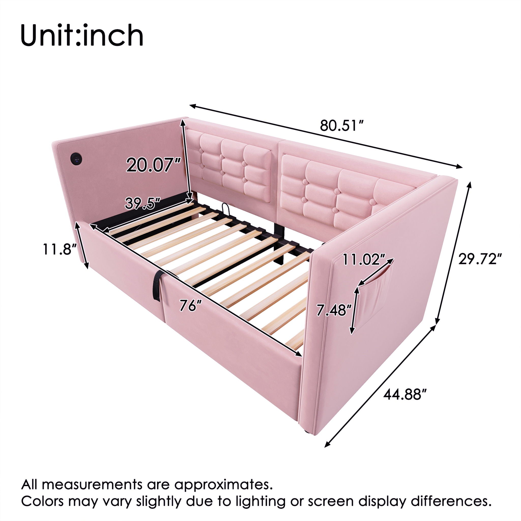 Upholstered Daybed With Hydraulic Storage And USB / Type - C Charging