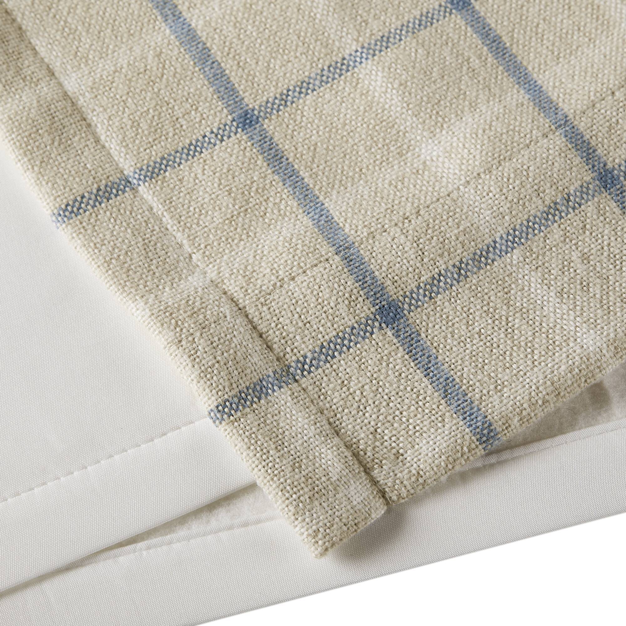 Anaheim - 50x95" Plaid Rod Pocket And Back Tab Curtain Panel With Fleece Lining - Linen Blue