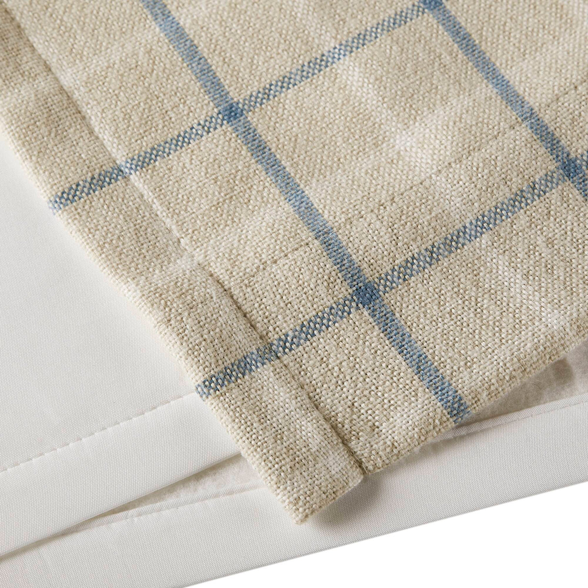 Anaheim - 50x84" Plaid Rod Pocket And Back Tab Curtain Panel With Fleece Lining - Linen Blue