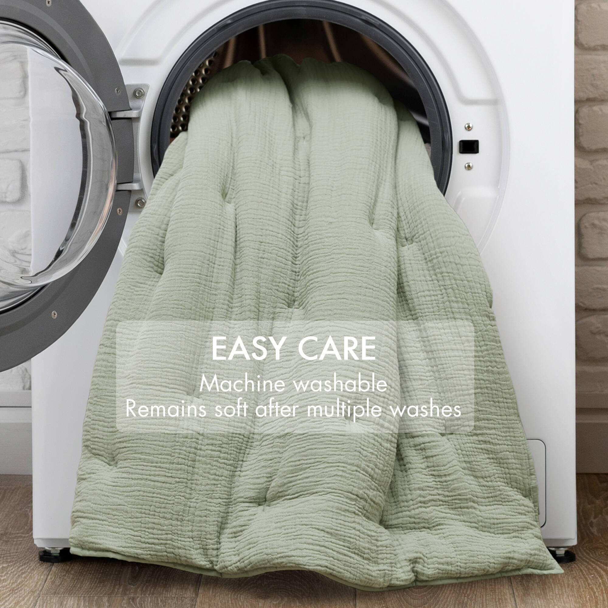 Breeze - King Cotton Gauze Embroidered Quilt Set - Sage