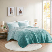 Brielle - Ombre Shaggy Long Comforter Mini Set - Blue