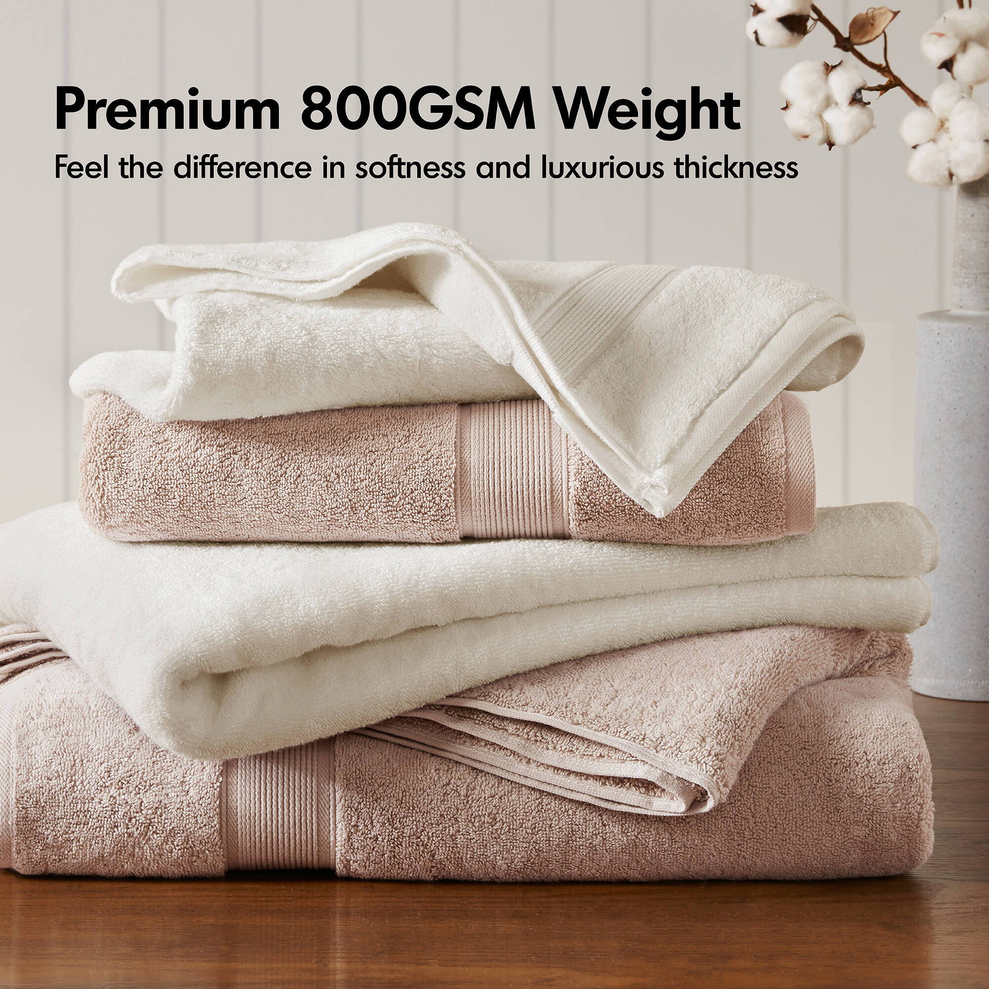 800GSM - 8 Piece Antimicrobial Towel Set - Blush