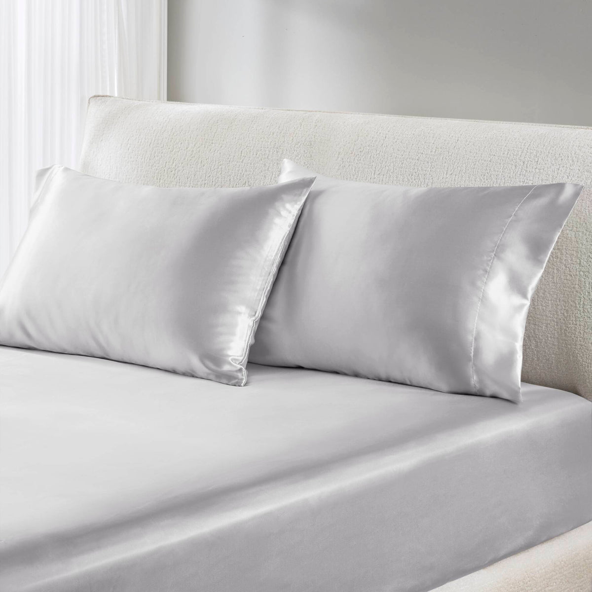 Satin - King Pillowcases (Set of 2) - Light Gray