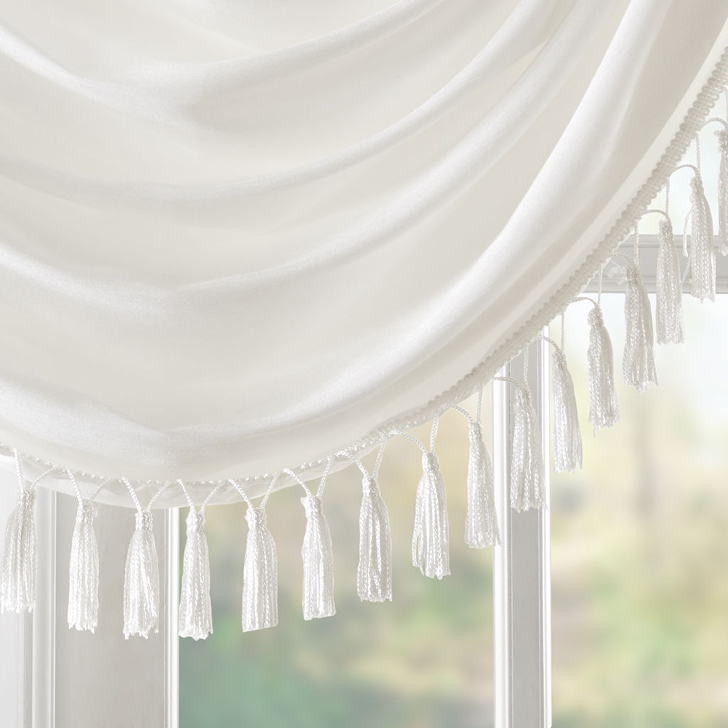 Elena - Waterfall Embellished Valance - White