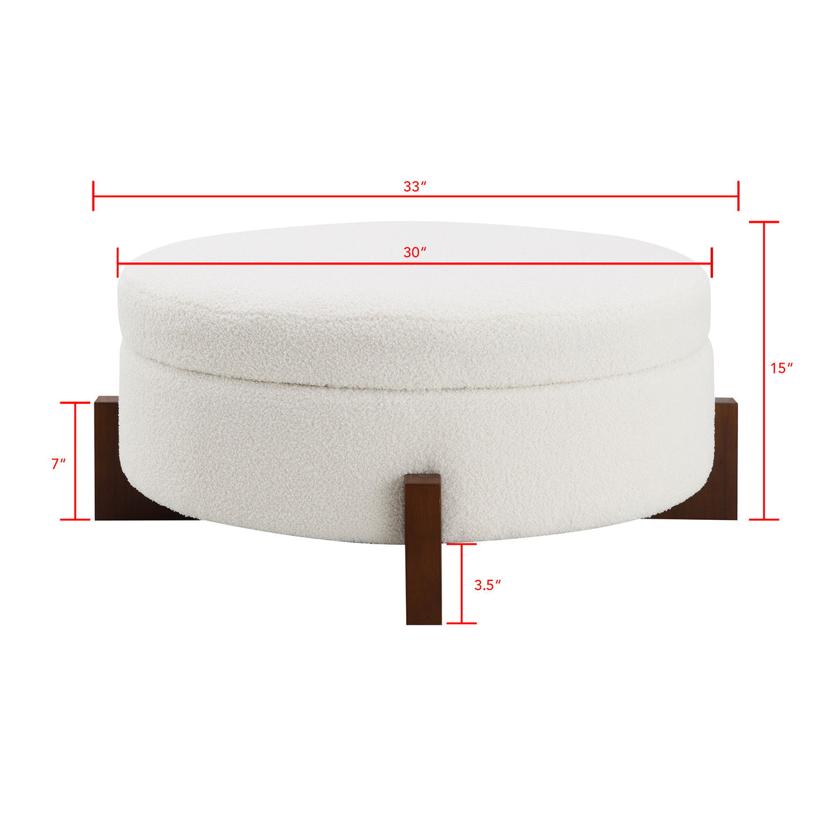 Round Storage Ottoman, Footrest Stool For Living Room
