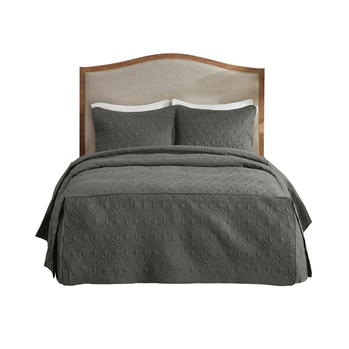 Quebec - King Fitted Bedspread (Set of 3) - Dark Gray