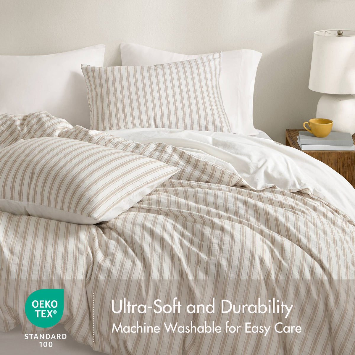Etta - 3 Piece California King Duvet Set - Tan