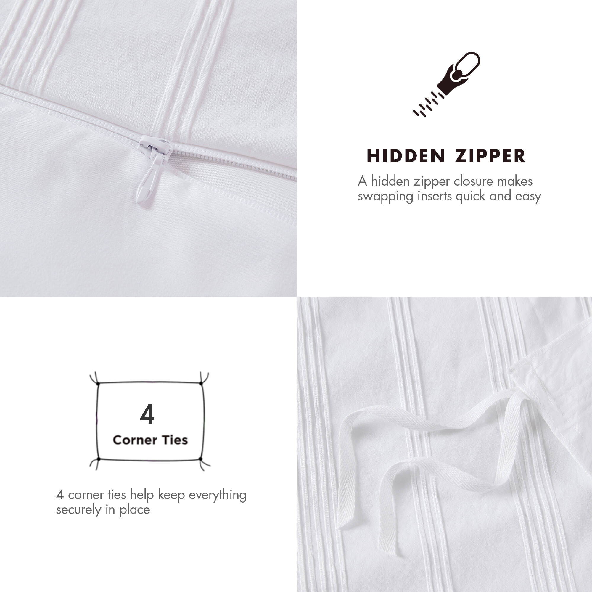 Logan - Twin/Twin Long Striped Duvet Set - White