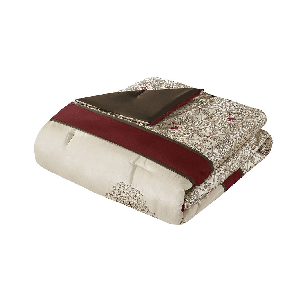 Donovan - Queen 7 Piece Comforter Set - Red