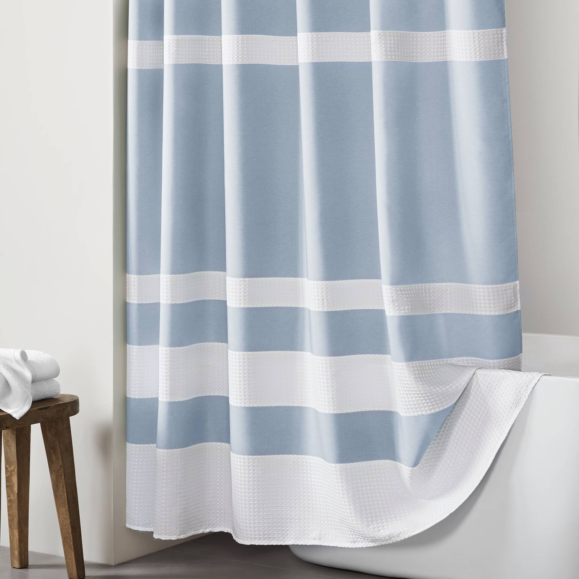 Spa Waffle - 72" Shower Curtain With 3M Treatment - Blue