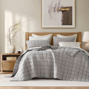 French Flax - Full/Queen Linen Garment Washed Quilt Set - Gray