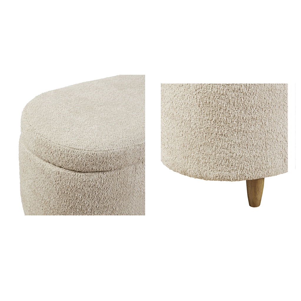 Bailey - Boucle Flip Top Storage Bench - Taupe