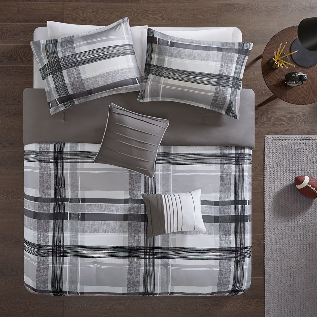 Rudy - Plaid Comforter Set - Black