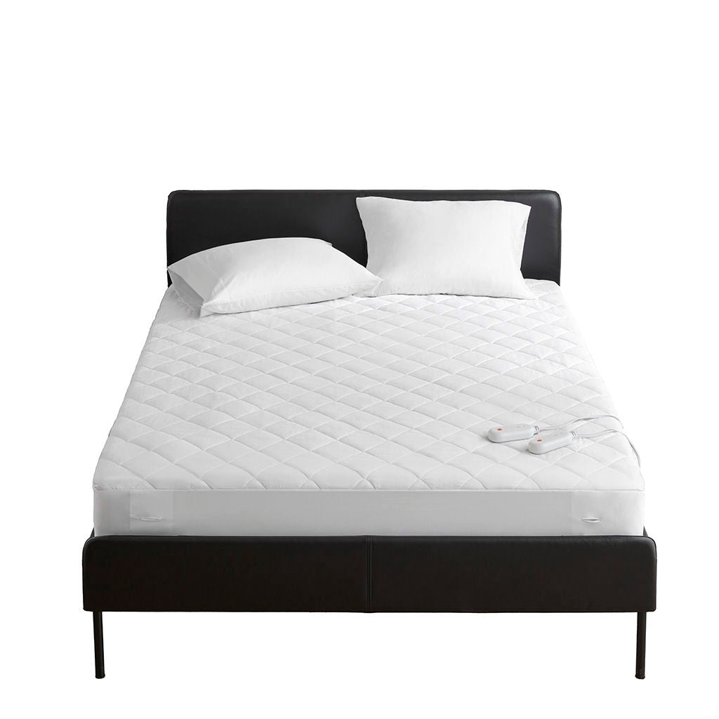 Embossed - Queen Heated Mattress Pad - White