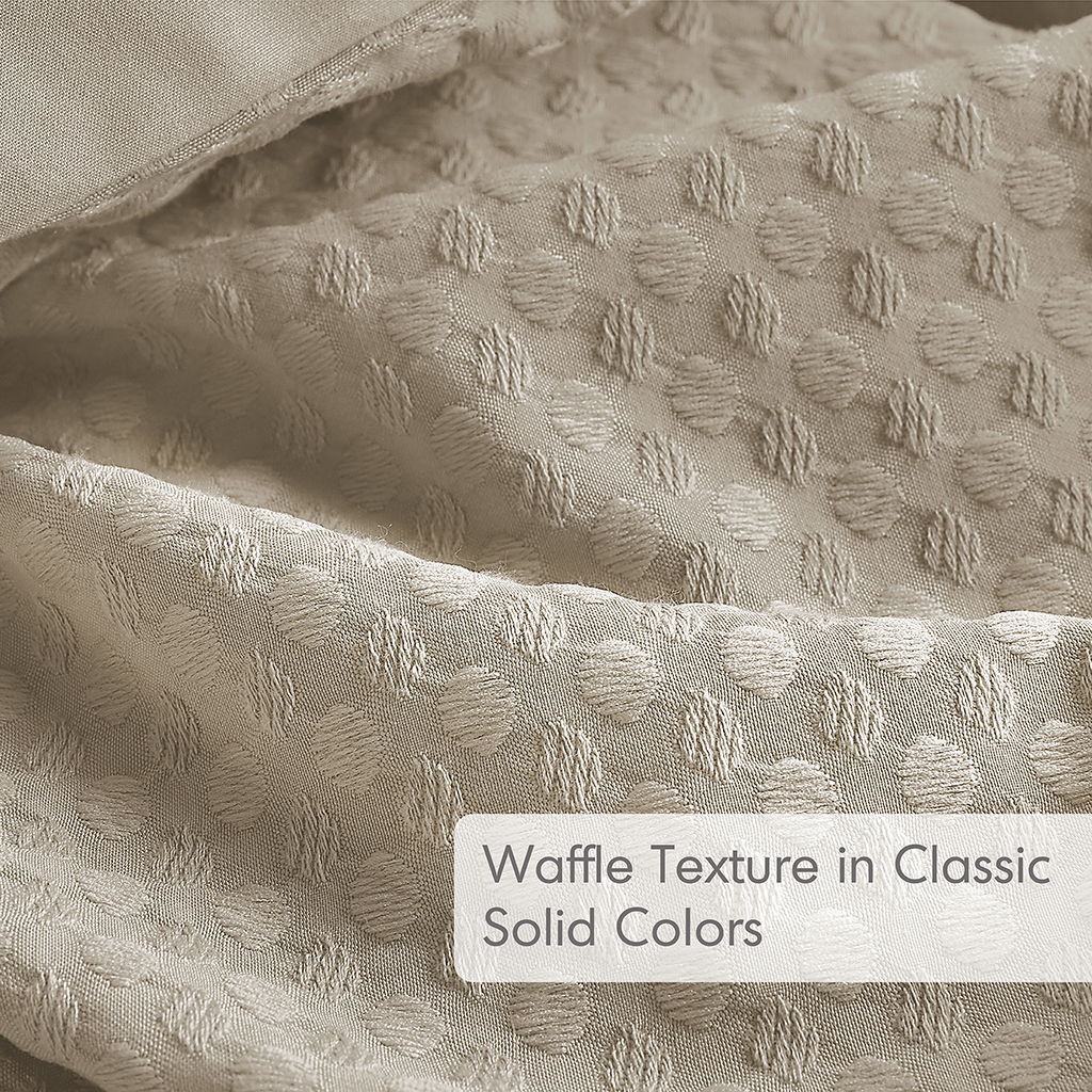 Mina - King/California King Waffle Weave Textured Duvet Cover Set - Neutral