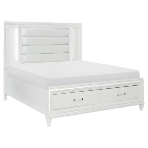 Eastern King Platform Bed with LED Lighting and Footboard Storage