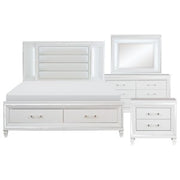 Eastern King Platform Bed with LED Lighting and Footboard Storage