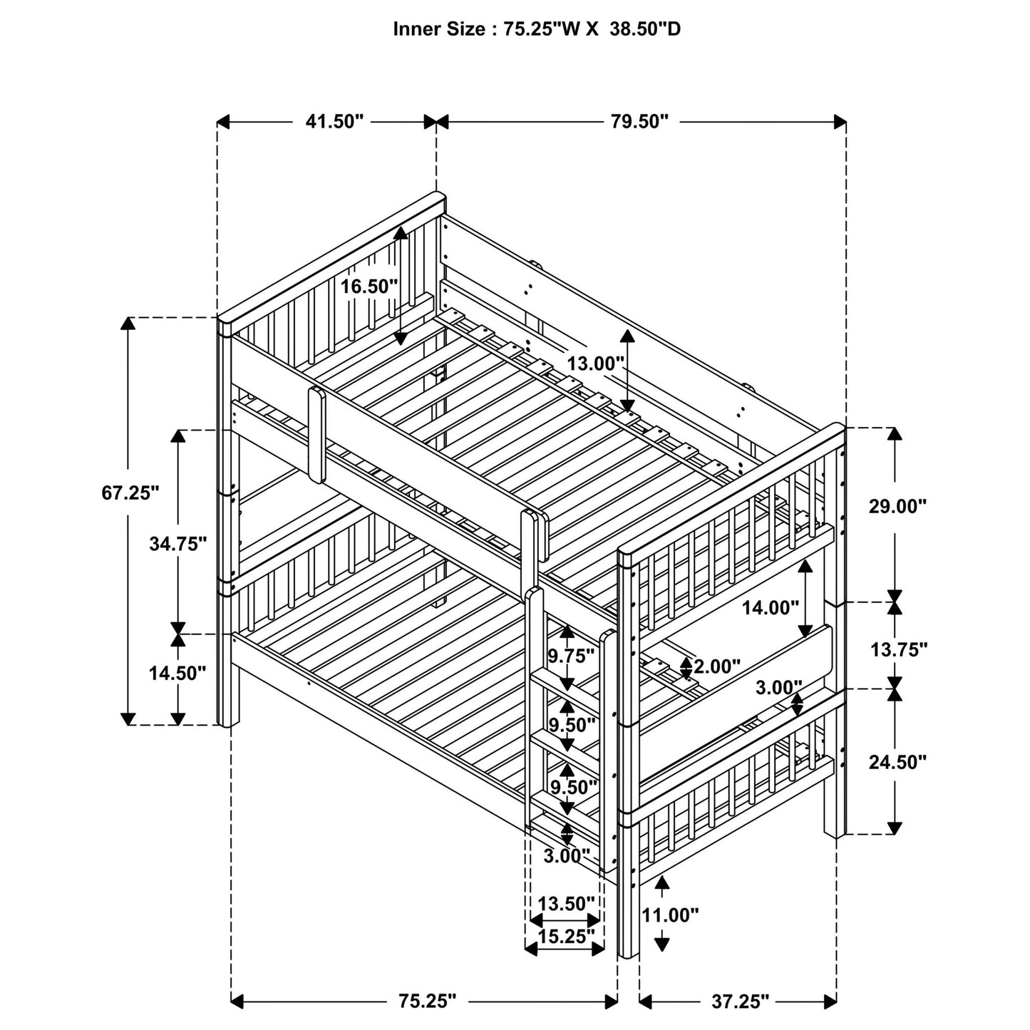 Ponderosa - Twin Over Twin Bunk Bed With Accents - Natural