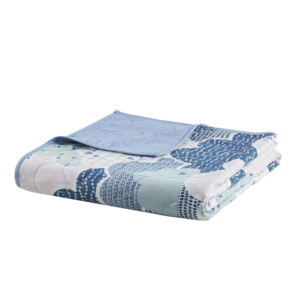 Cloud - Reversible Coverlet Set - Blue