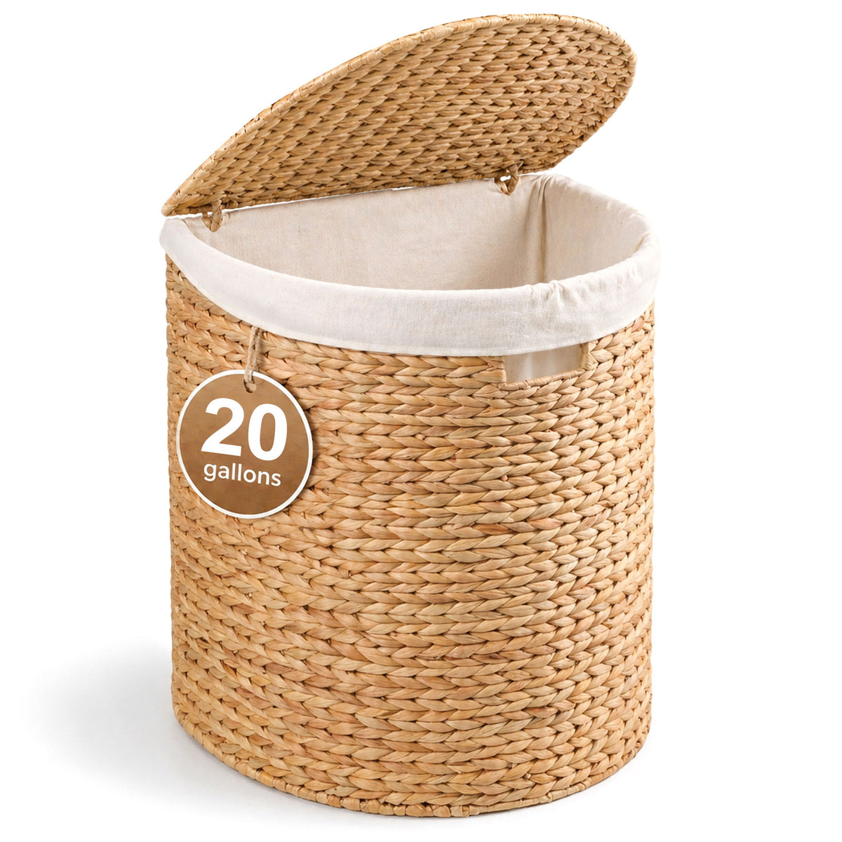Half Oval Laundry Hamper With Lid - Light Brown