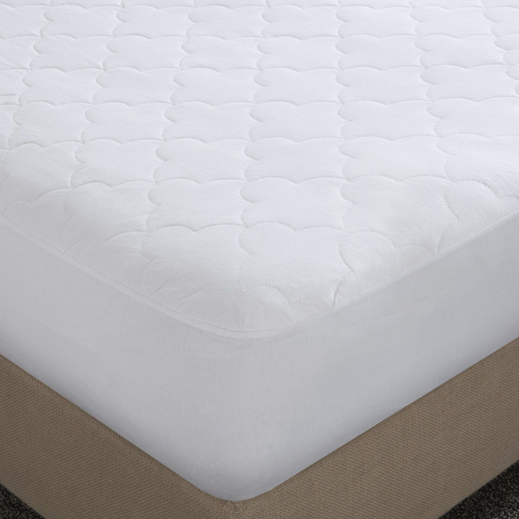 All Natural - Cotton Percale Quilted Mattress Pad - White