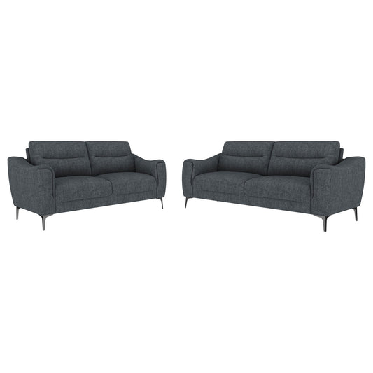 Oberle - 2 Piece Upholstered Sofa Set With Pocket Coil Seating - Charcoal