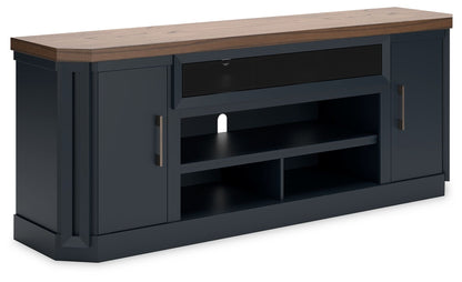 Landocken - XL TV Stand W/Fireplace Option - Brown / Blue
