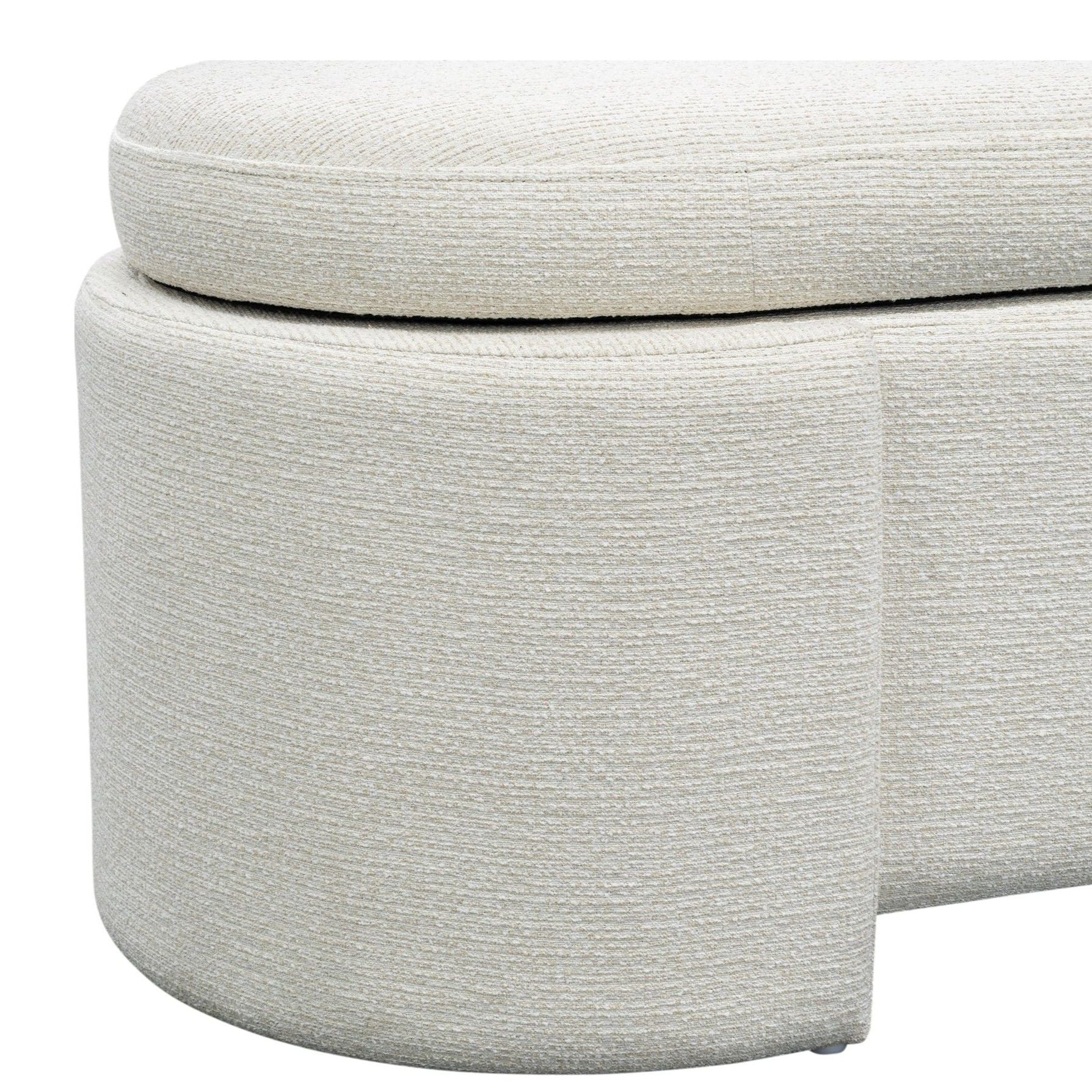 Leslie - Fully Upholstered Oval Storage Bench With Soft-Close Lid - Ivory
