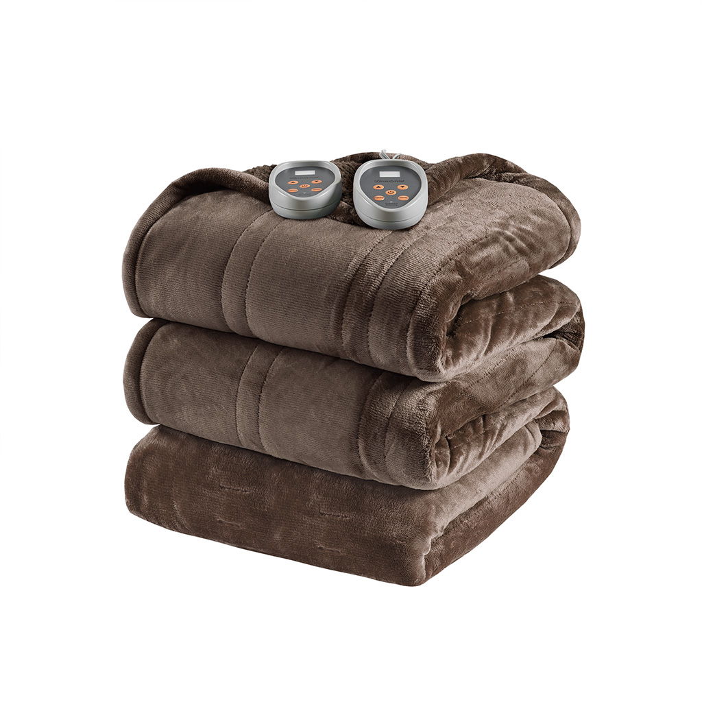Heated Microlight to Berber - Blanket - Chocolate